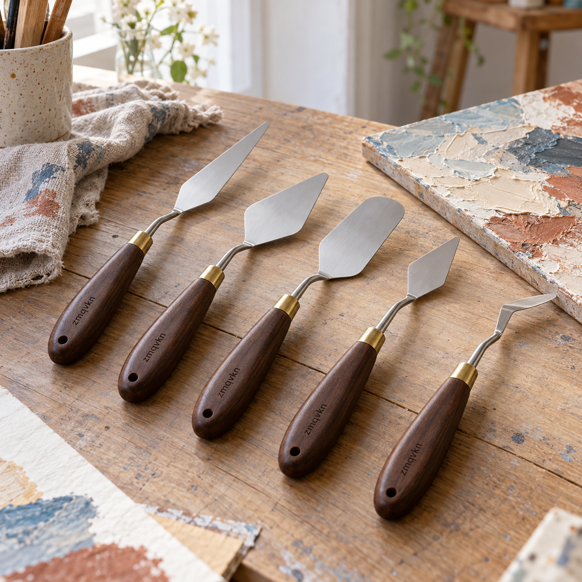 zmqvkn Studio Palette Knife Set — artist studio lifestyle scene
