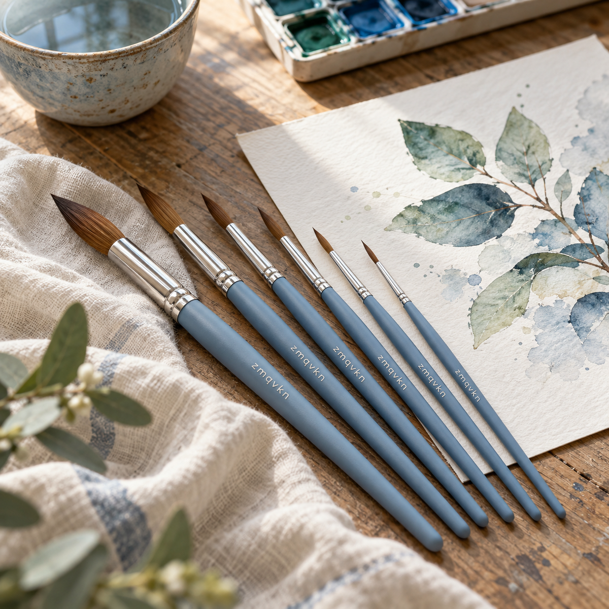 zmqvkn Watercolor Detail Brush Set — artist studio lifestyle scene